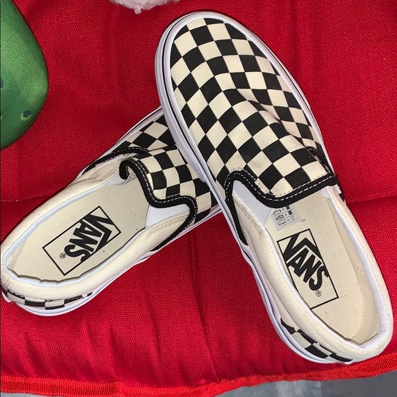 NWOT black and cream checkered vans. White sole. - Picture 3 of 3